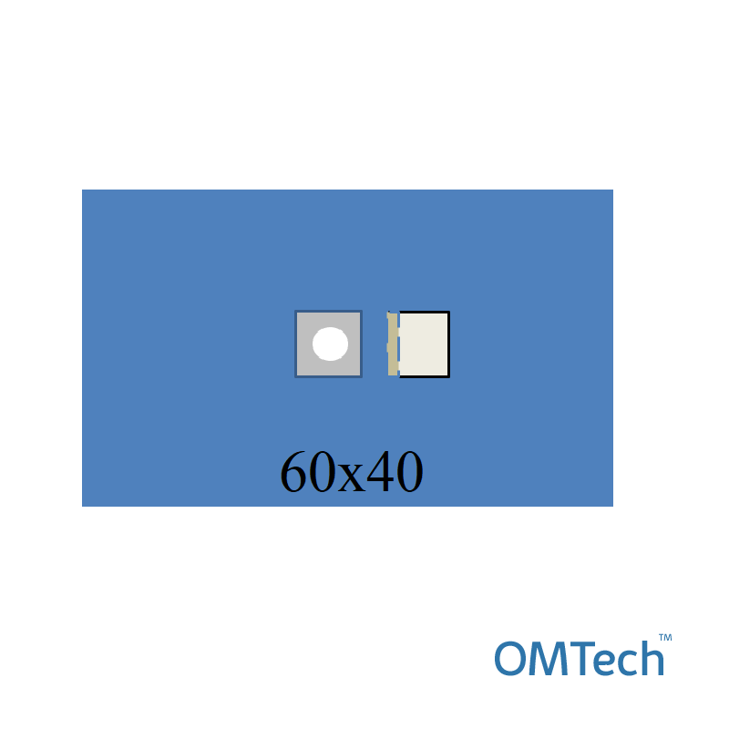 Покриття операційне OMTech™ для офтальмології №2 60см х 40см з адгезивним операційним отвором діаметром 6 см та мішком приймальним (СМС - 35 г/м2), стерильне
